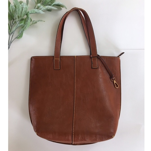 Handbags - Classic Cognac Faux Leather Tote